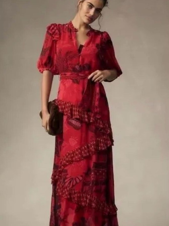 FARM Rio Dresses & Skirts - Farm Rio short sleeve ruffled printed midi dress